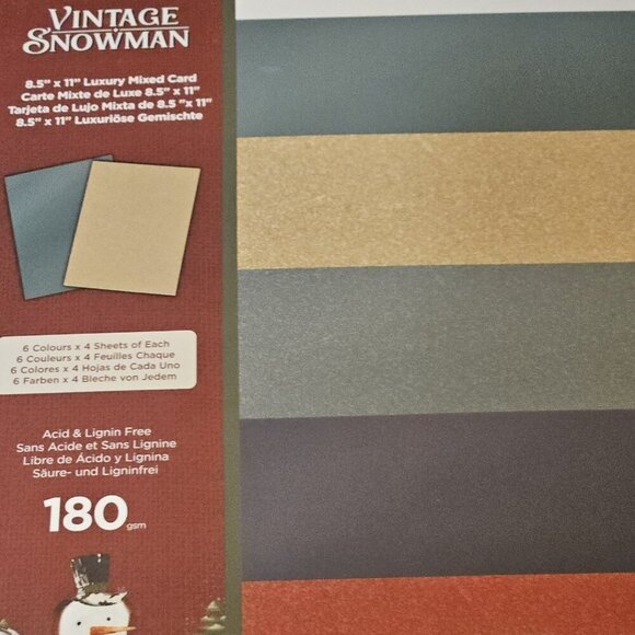 Crafters Companion Vintage Snowman Luxury Mixed Card 8.5" X 11" Paper 24pc New - Picture 3 of 3